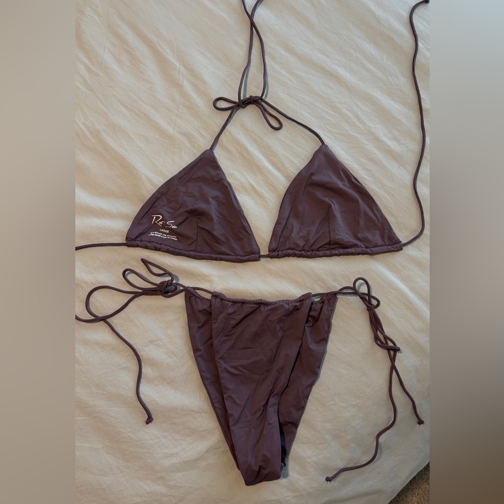 Riot Swim Bixi Top and Bottom Bikini Set in Plum - L top, XL bottoms